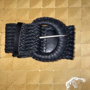 New Waxed Rope Braided Belt With D-shaped Buckle in Black